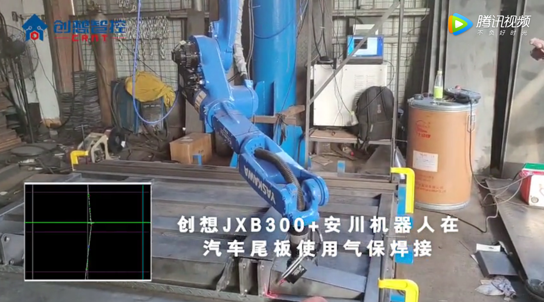  JXB300+安川機(jī)器人在汽車尾板使用氣保焊接實(shí)現(xiàn)四點(diǎn)求交點(diǎn)、點(diǎn)位組合應(yīng)用